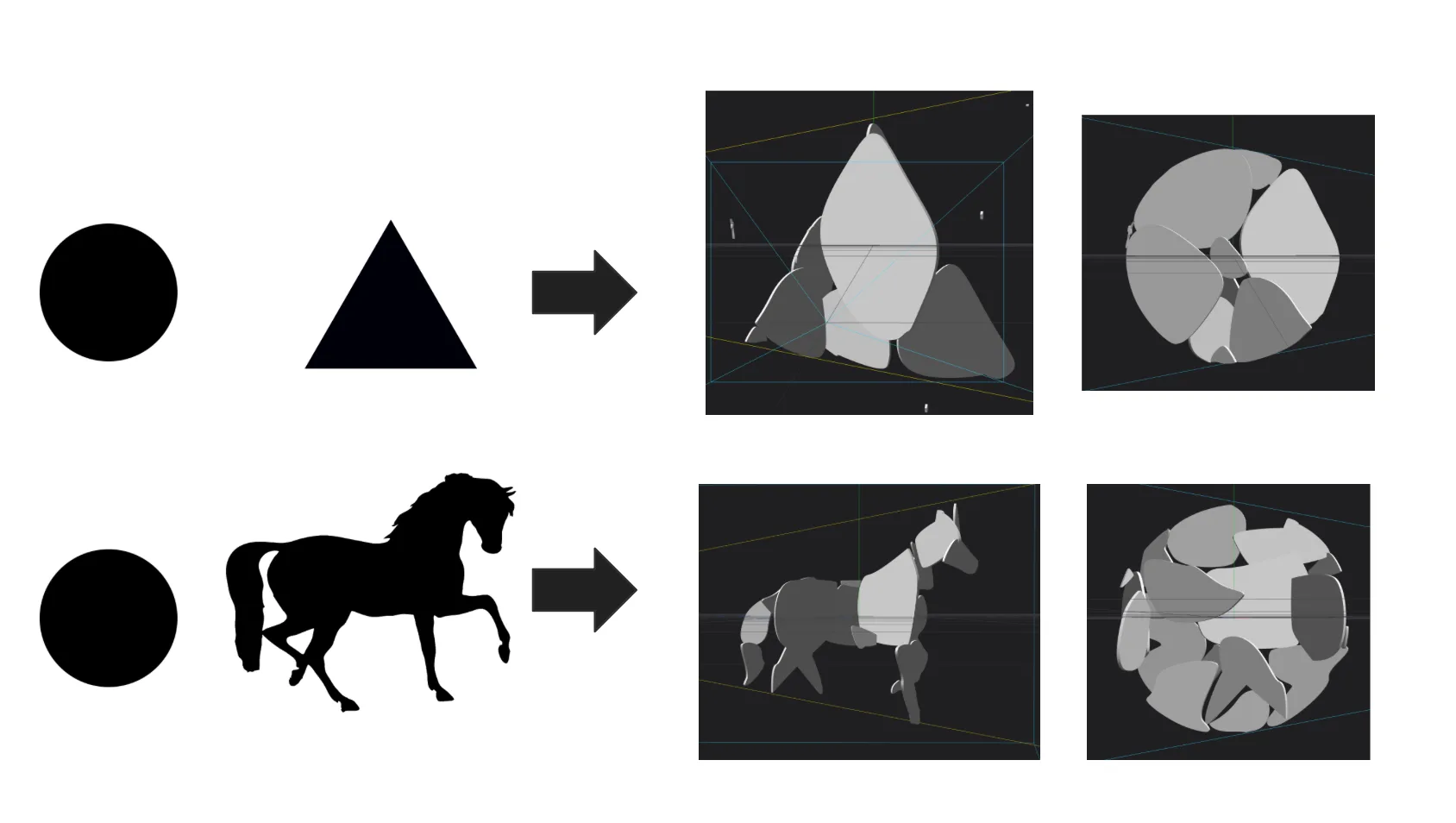 Input images and optimized design, view one